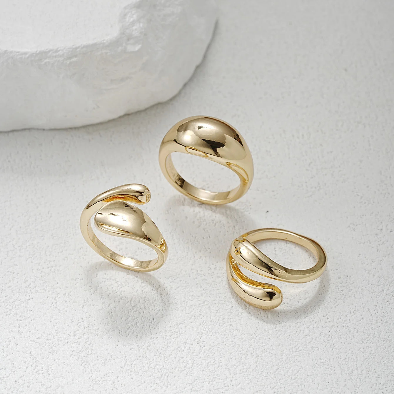 4 Pcs Punk Irregular Rings Set for Women Retro Exaggerated Geometric Gold Color Open Ring Fashion Personality Jewelry Gifts 2025