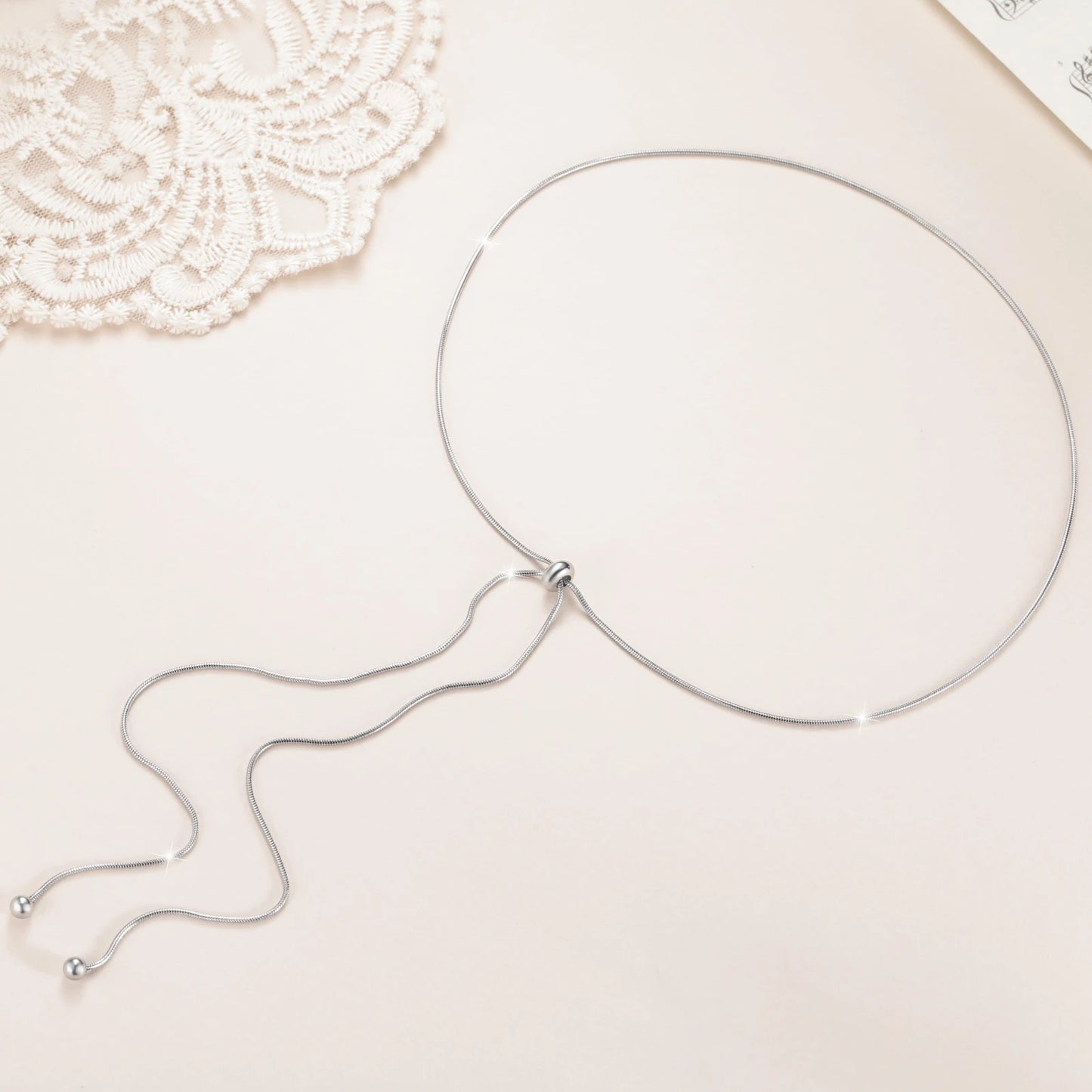 Skyrim Kpop Long Snake Chain Necklace Women Stainless Steel Adjustable Clavicle Chain Fashion Minimalist Jewelry Birthday Gift