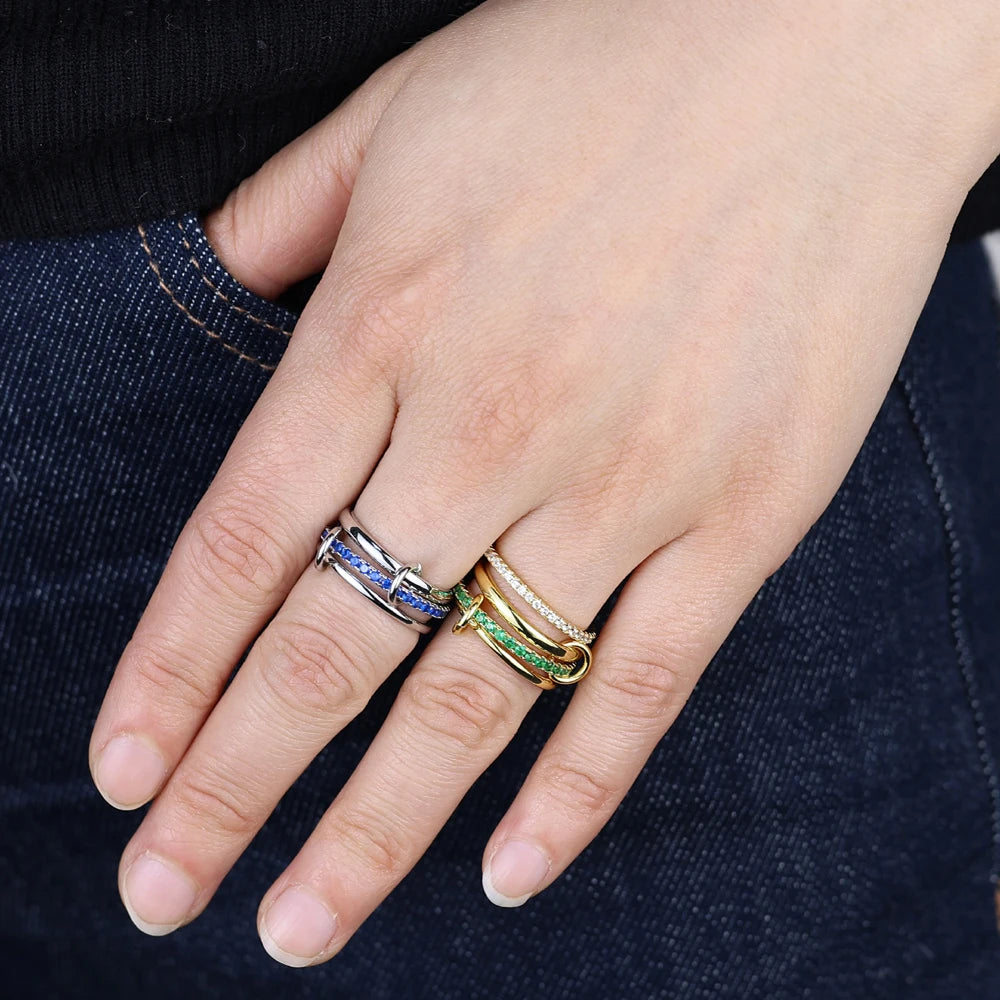 Stacking Engagement Band Rings For Women Plain Micro Paved 5A CZ Mix Color Multi Pieces Stack Full Finger Jewelry