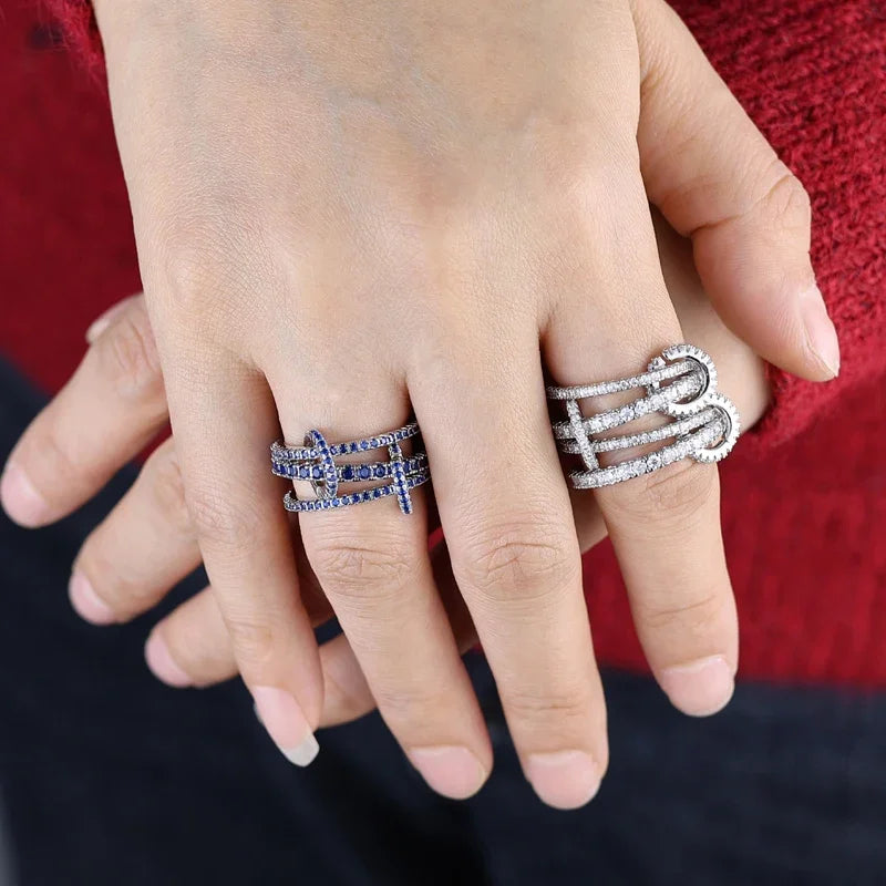 Stacking Engagement Band Rings For Women Plain Micro Paved 5A CZ Mix Color Multi Pieces Stack Full Finger Jewelry