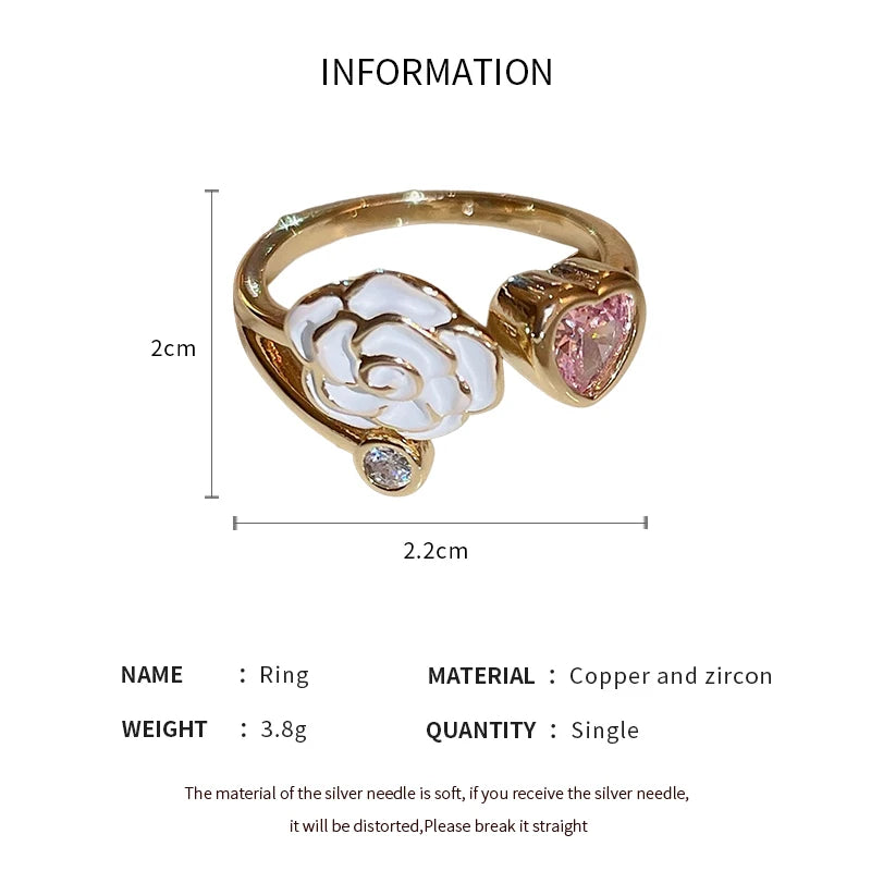 Delicate Flower Open Ring Rhinestone Imitation Pearl Rings Ladies Fashion Butterfly Design Ring Temperament Finger Rings Jewelry