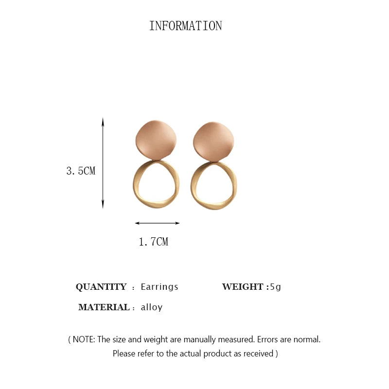 Brown Geometric Round Dangle Earings Vintage Matte Drop Earrings For Women Female Daily Life Ear Jewelry Girl Student Gifts