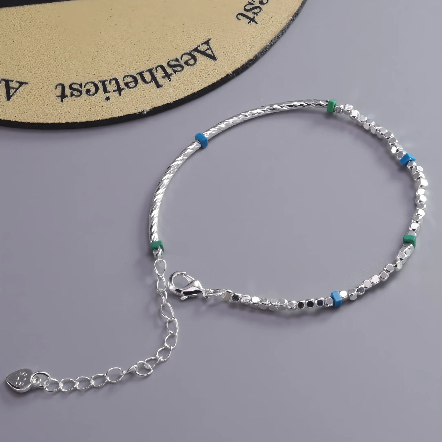 VENTFILLE 925 Sterling Silver Line Extremely fine Bracelet for Women Love Haert Bead Korean Ins Sweet Jewelry Gift