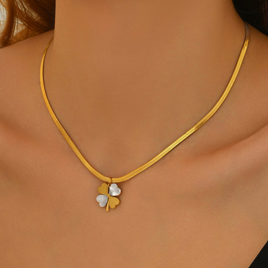 Lxalry 18K Gold Plated Double Clover Luck Necklace