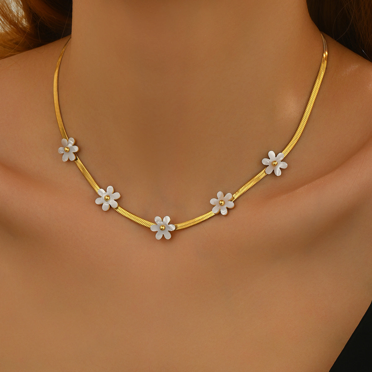 18K Gold Plated Bohemian Floral Necklace