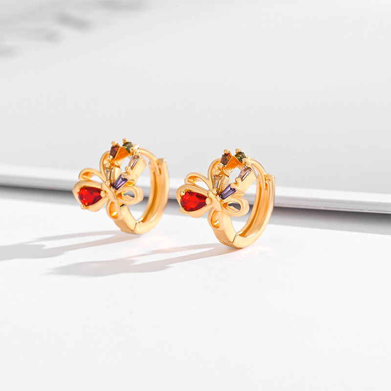 Multi-style Square Crystal Zircon Gold Plated Ear Ring