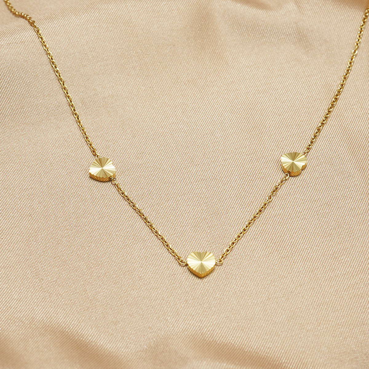 18K Gold Plated Heart Necklace & Earring Set